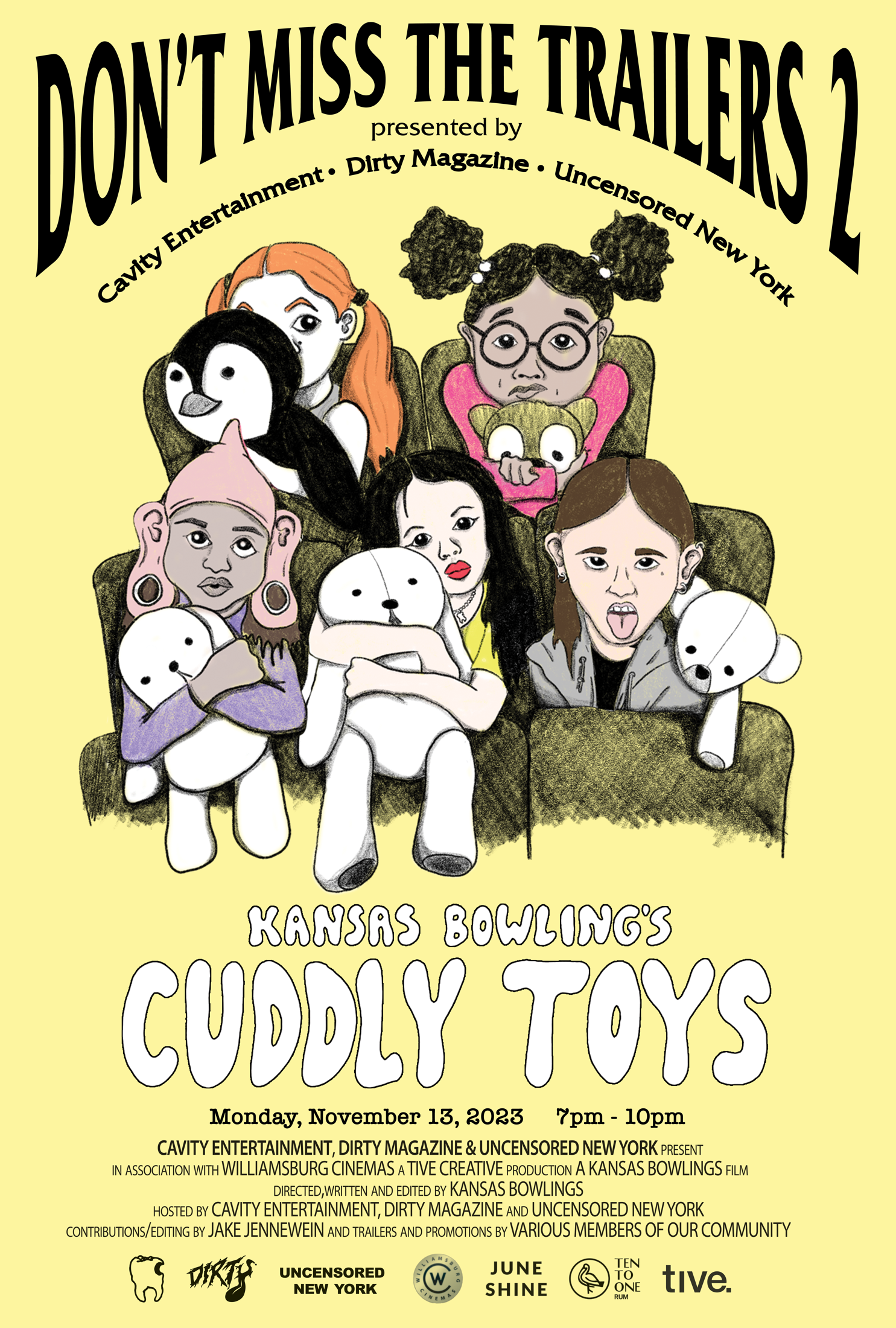 Don’t Miss The Trailers 2 illustrated Cuddly Toys event poster