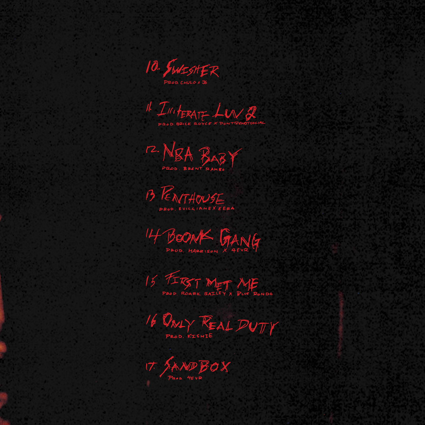 Second page of Disturbing The Peace tracklist artwork
