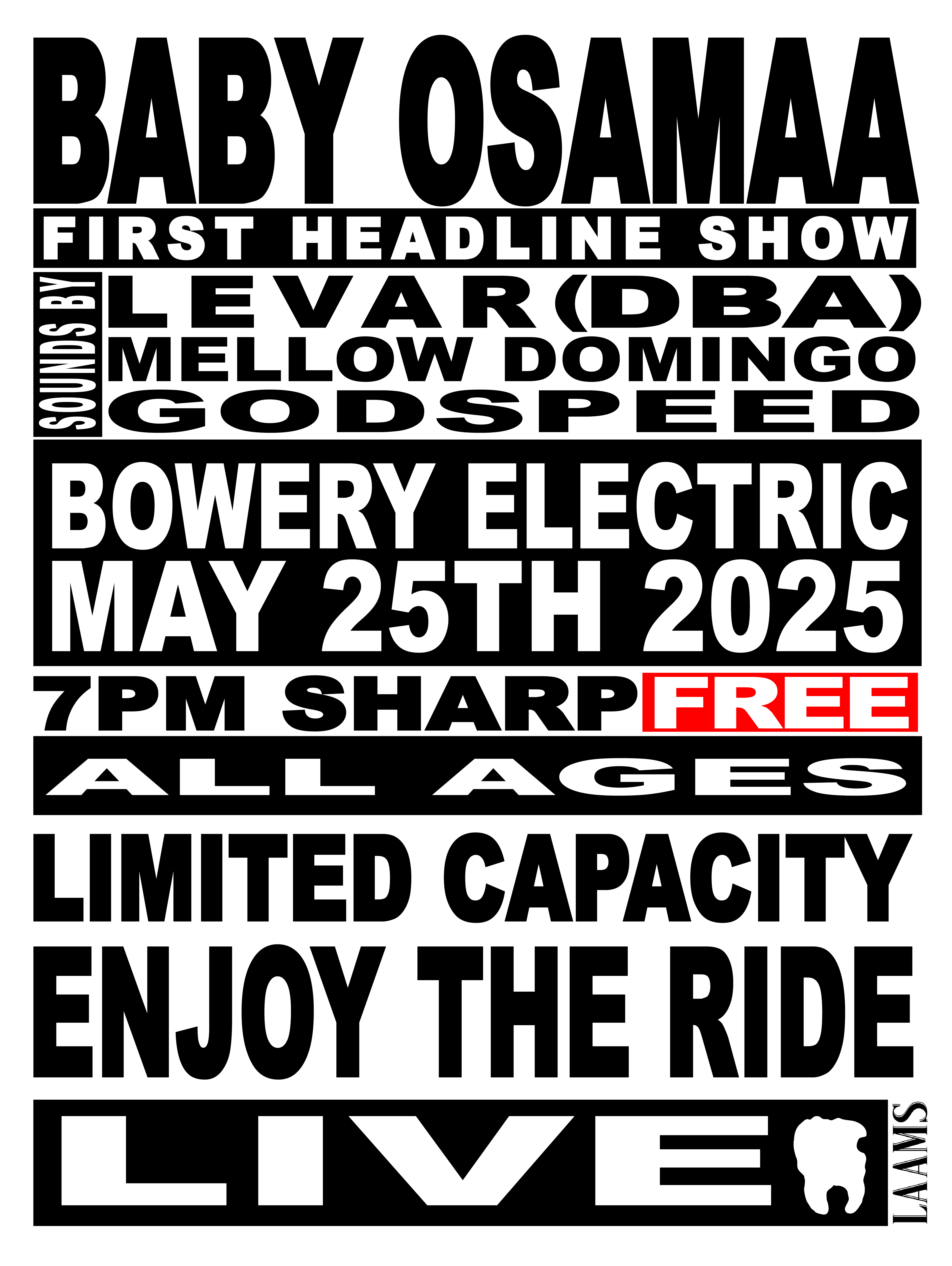 Enjoy The Ride headline show flyer