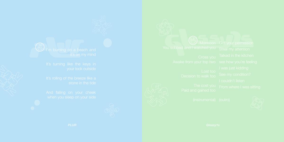 PLUR booklet blue and green spread
